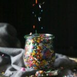 A jar of rainbow sprinkles