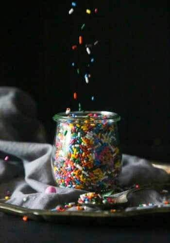 A jar of rainbow sprinkles