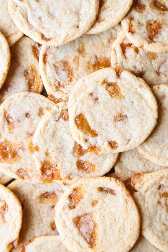 These Butter Crunch cookies are a favorite in my house. My mom used to make them and they are buttery, chewy and loaded with homemade toffee!!