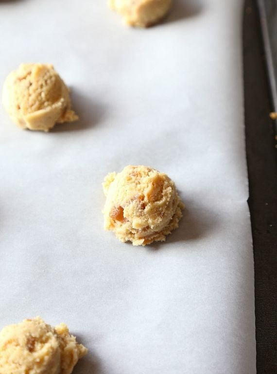 These Butter Crunch cookies are a favorite in my house. My mom used to make them and they are buttery, chewy and loaded with homemade toffee!!