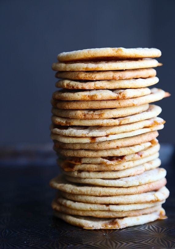 These Butter Crunch cookies are a favorite in my house. My mom used to make them and they are buttery, chewy and loaded with homemade toffee!!