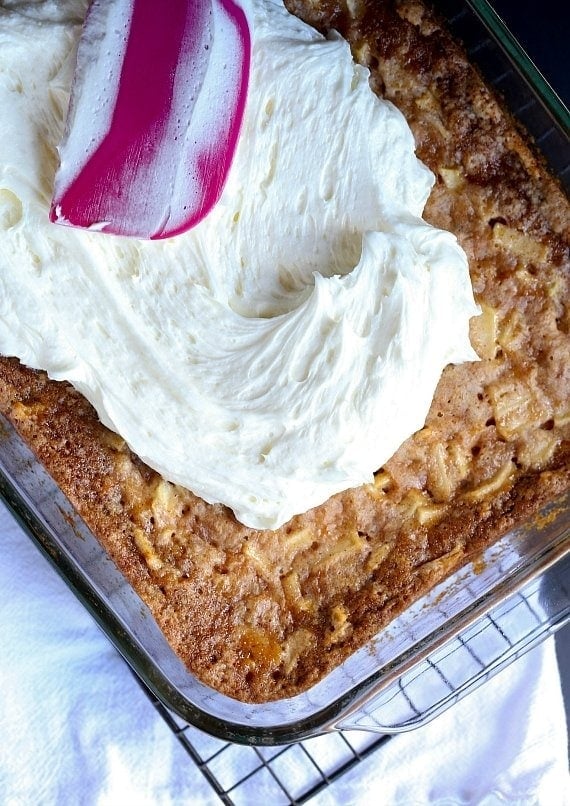 German Apple Cake with Fluffy Buttermilk Frosting