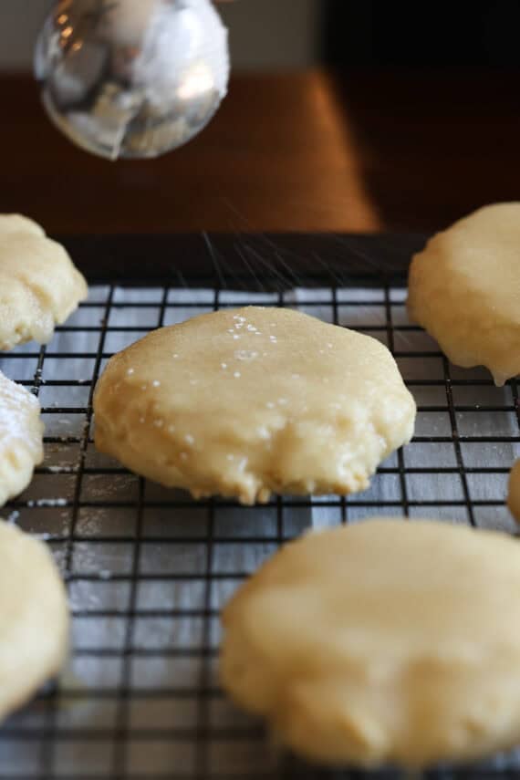 A coated butter cookie in glaze