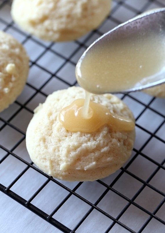 These Kentucky Butter Cake Cookies are a fun spin on my SUPER popular recipe for Kentucky Butter Cake. They're soft, buttery, glazed and just like little bites of delicious cake!