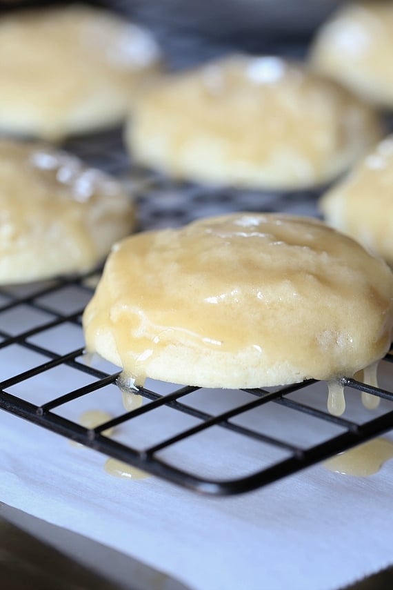 These Kentucky Butter Cake Cookies are a fun spin on my SUPER popular recipe for Kentucky Butter Cake. They're soft, buttery, glazed and just like little bites of delicious cake!