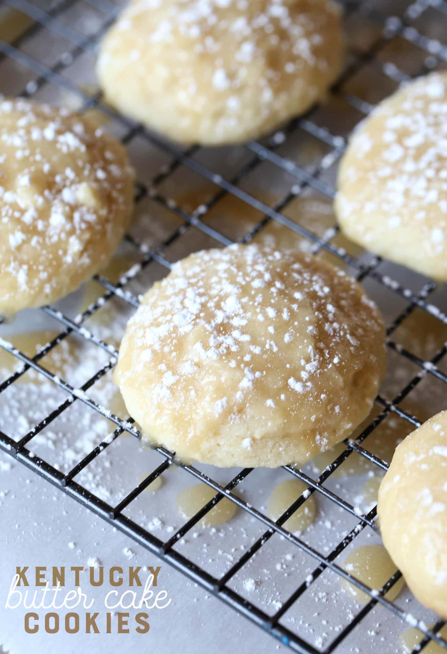 These Kentucky Butter Cake Cookies are a fun spin on my SUPER popular recipe for Kentucky Butter Cake. They're soft, buttery, glazed and just like little bites of delicious cake!