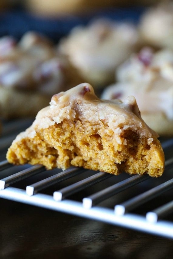 SOft Pumpkin Cookies topped with a rich, buttery Praline Frosting...the perfect combo!