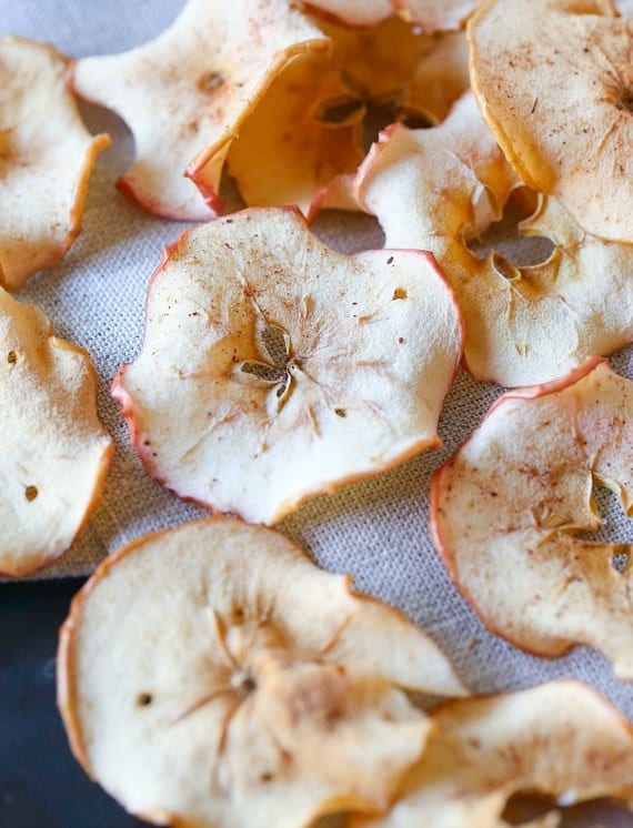 Crispy Baked Apple Chips! Healthy and delicious and the perfect way to use up extra apples!