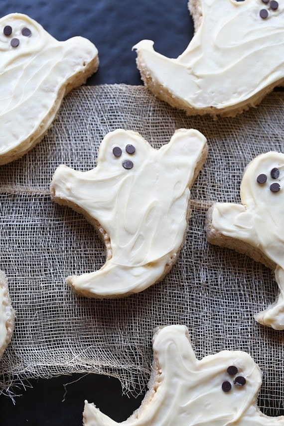 Frosted krispie treat ghosts