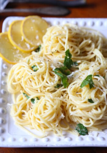 Buttery pasta served with lemon