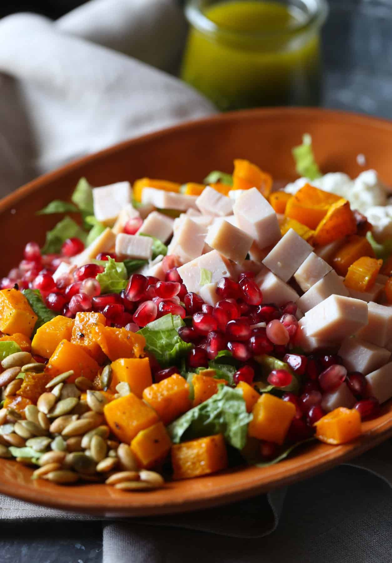 Thanksgiving leftover chopped salad served to eat