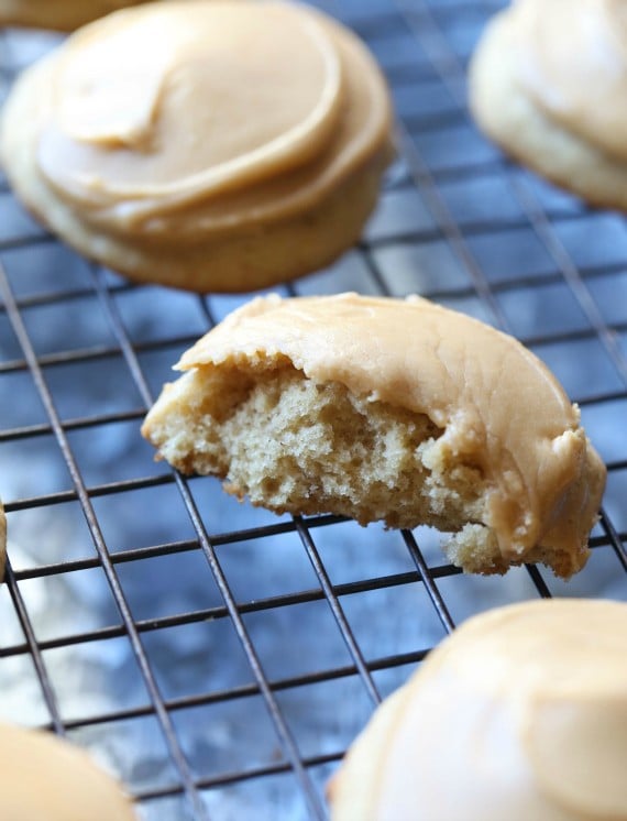 Super Soft Banana Cookies with Salted Caramel Frosting... this recipe is OUTSTANDING!