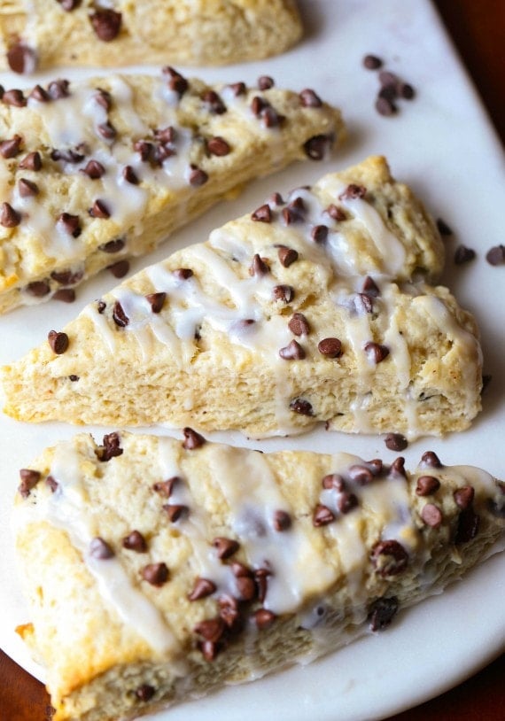 Super Soft Chocolate Chip Cream Cheese Scones. The perfect combination of a muffin and a biscuit!