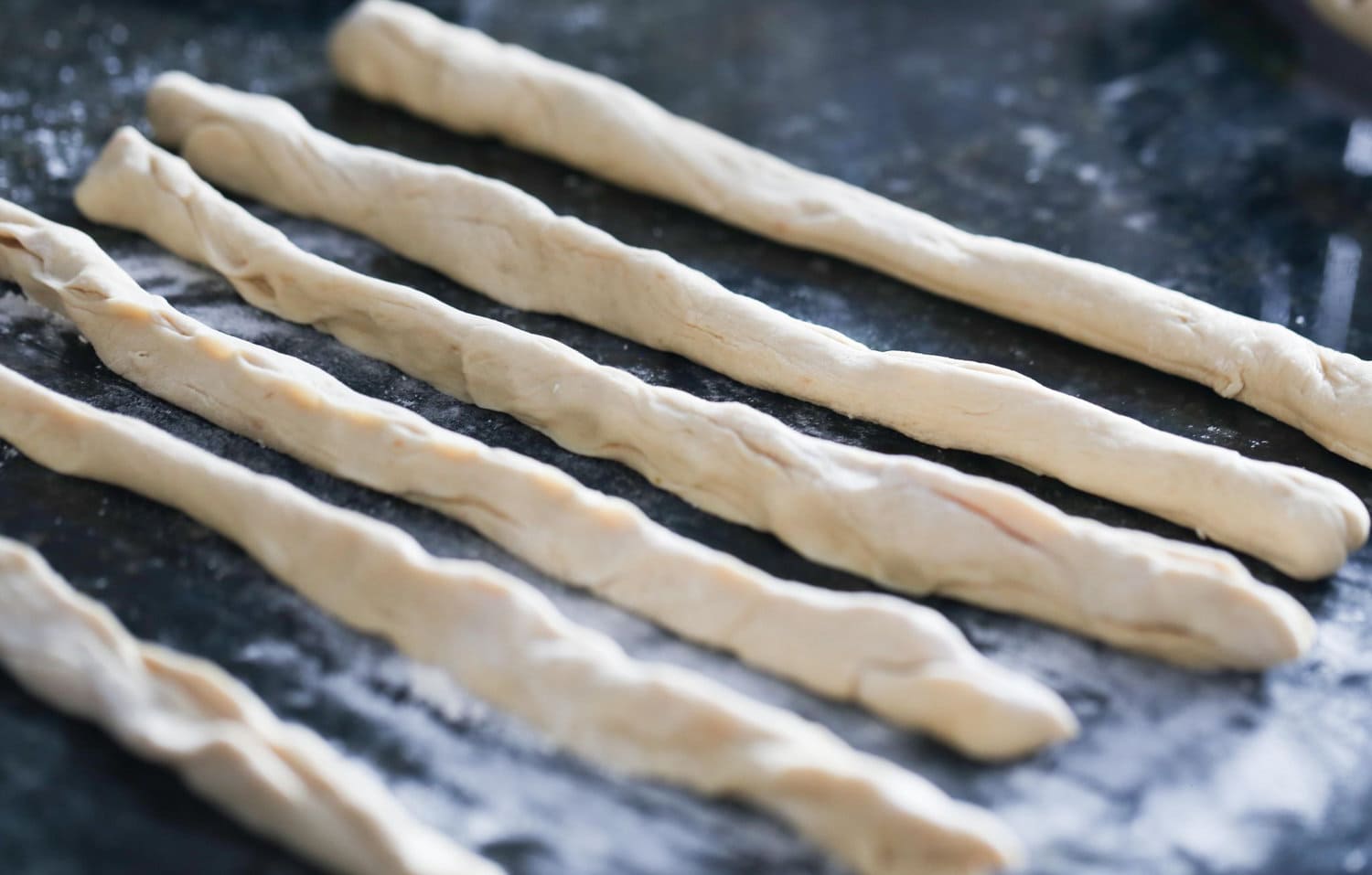 Strips of dough seperated
