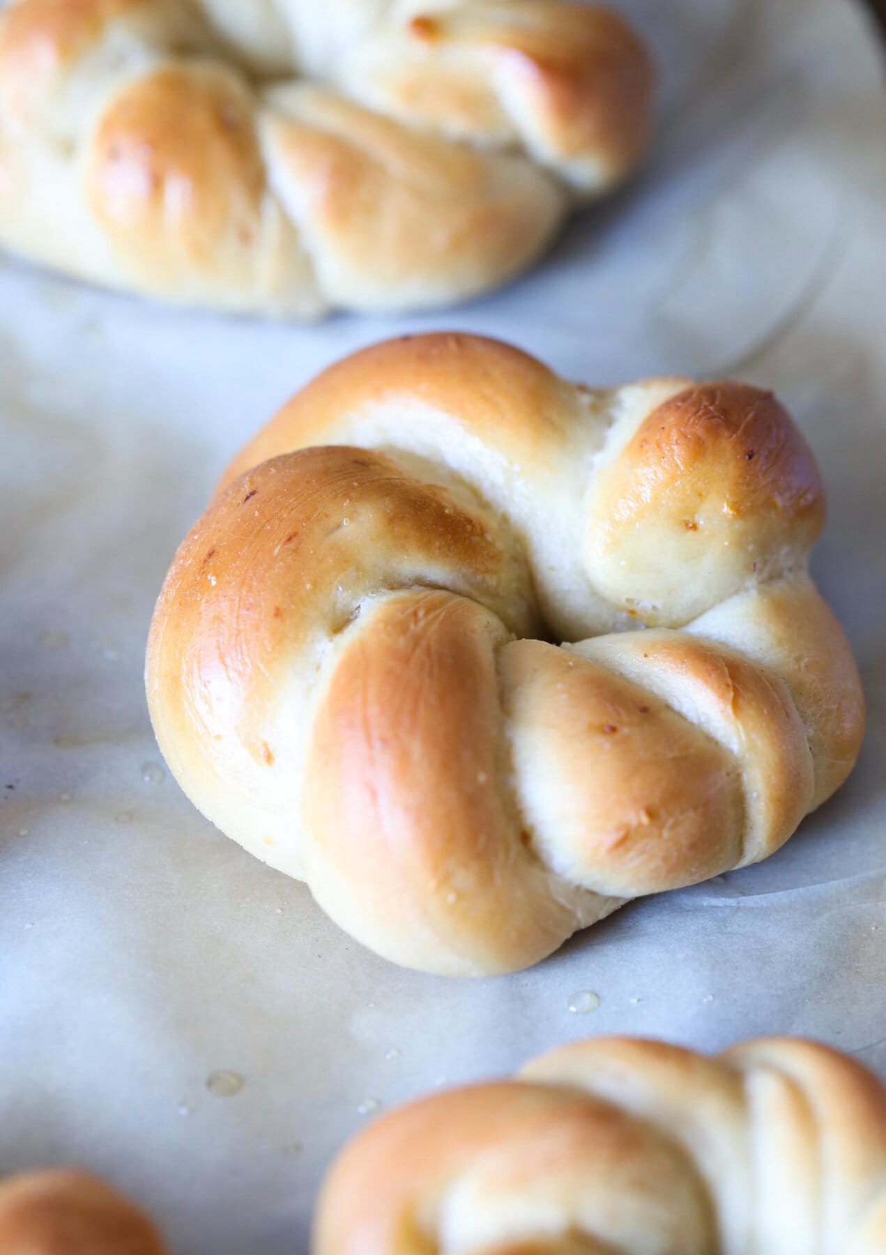 Garlic knot baked out of the oven