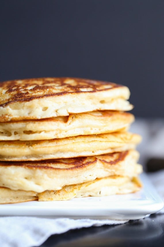 A stack of pancakes.