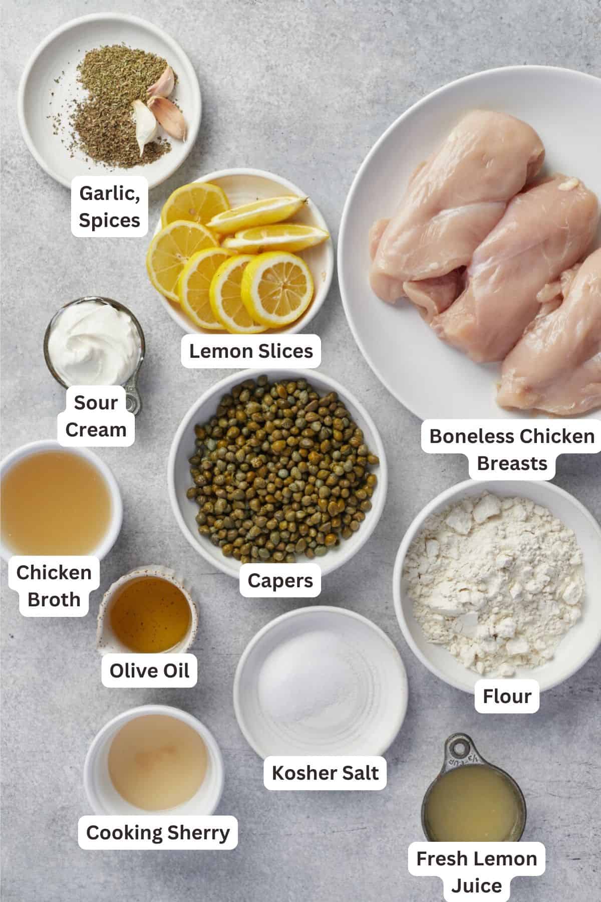 Ingredients for Instant Pot Chicken Piccata.