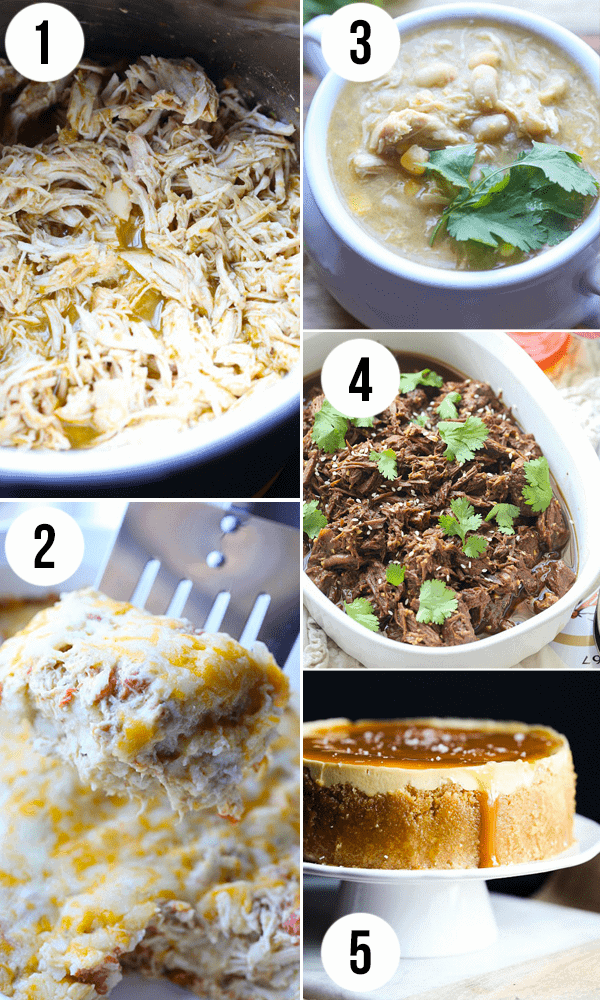 Photo collage of assorted Instant Pot recipes.