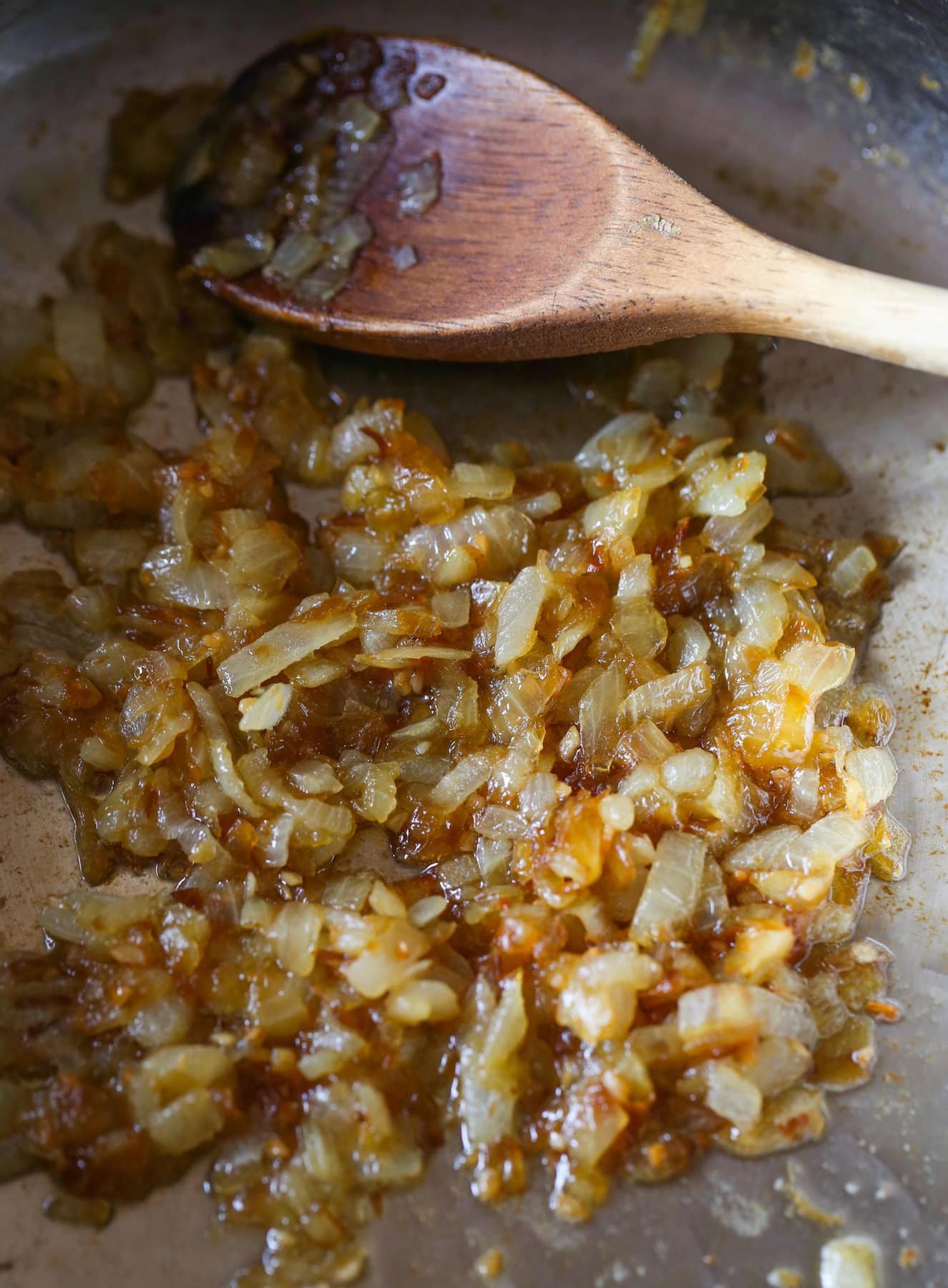 Caramelized onions in a pan