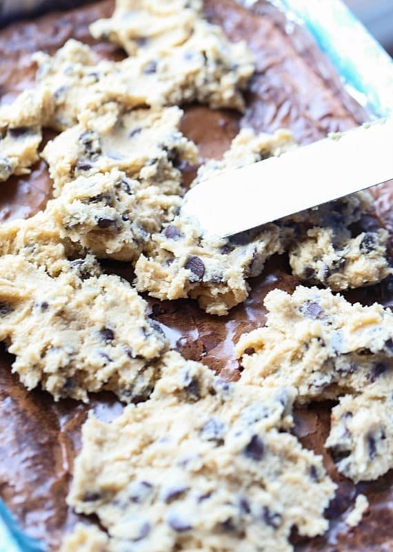 Cookie dough on top of the brownie layer!