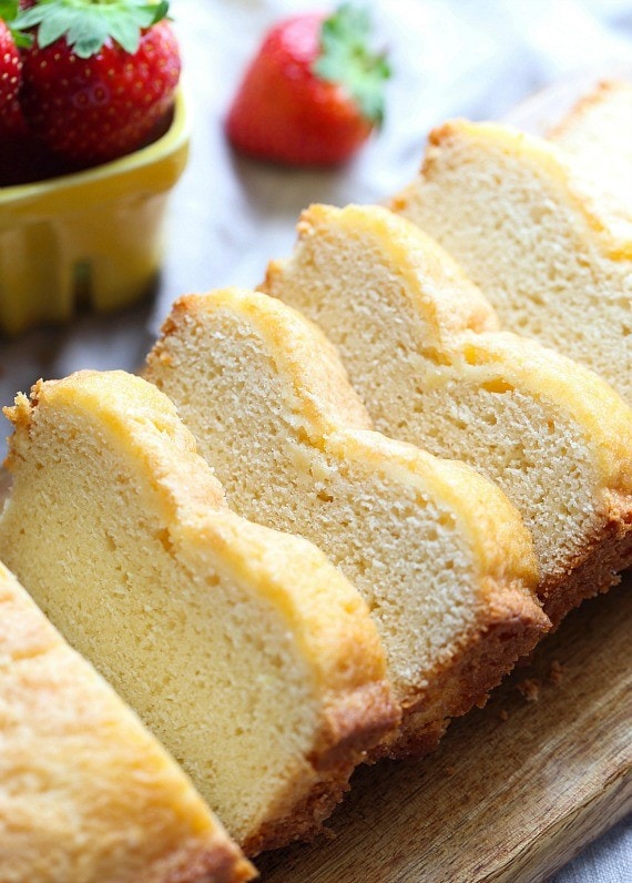 This Whipped Cream Pound cake has Reddi-wip folded into the batter and baked! It's soft and dense and delicious!