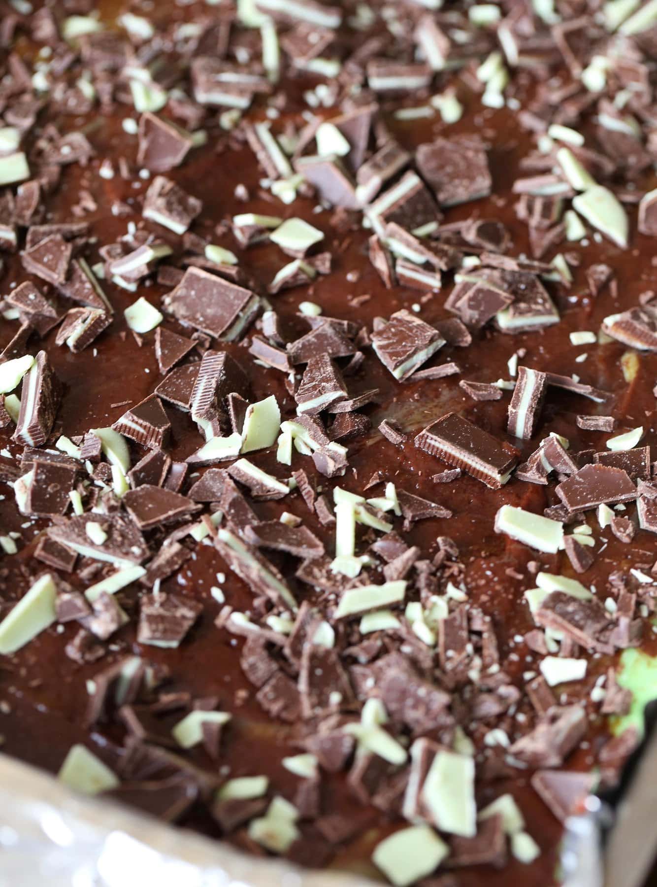 Andes mints chopped up into small pieces.