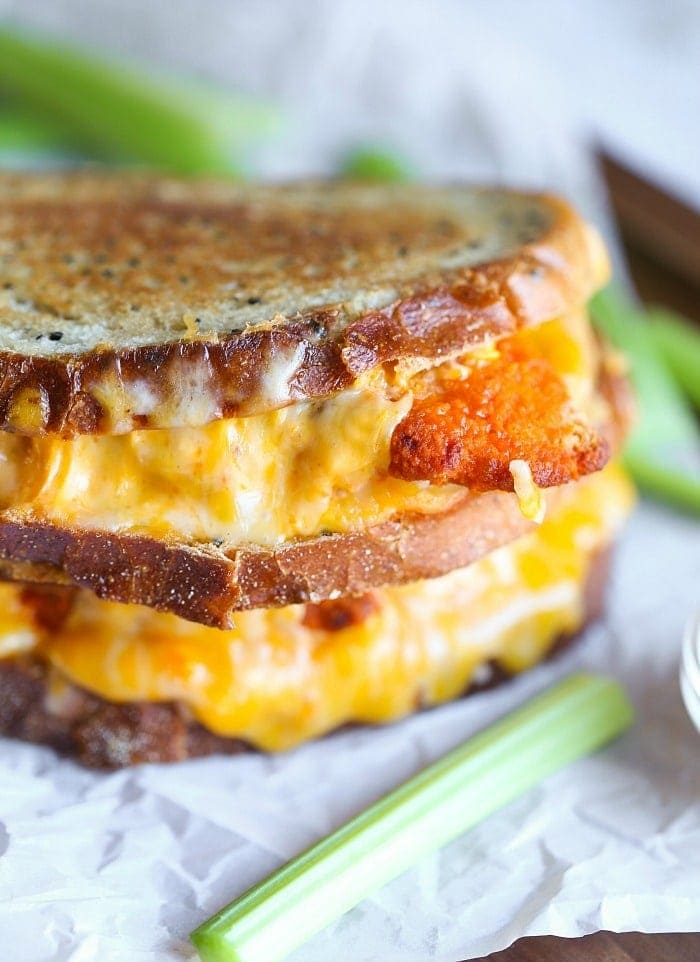 Spicy and Delicious Buffalo Chicken Grilled Cheese