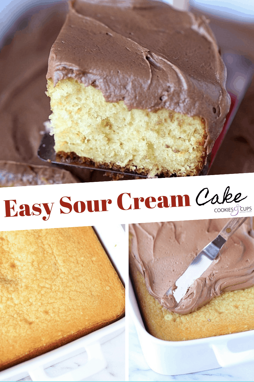 Pinterest Image for easy sour cream cake