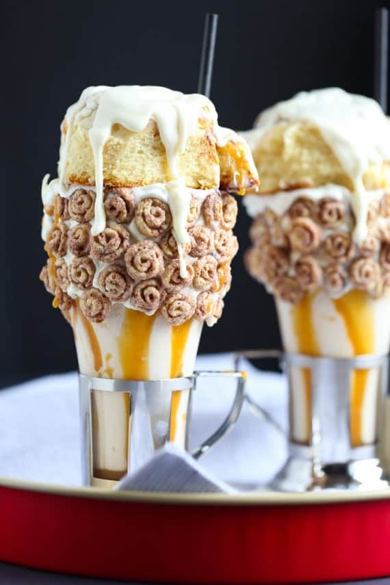 Cinnamon Roll Milkshakes ala Black Tap! CRAZY over the top, but totally delicious!