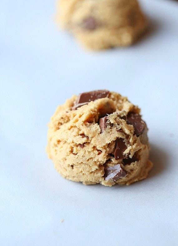 Soft Peanut Butter Chocolate Chunk Cookies about to go in the oven!