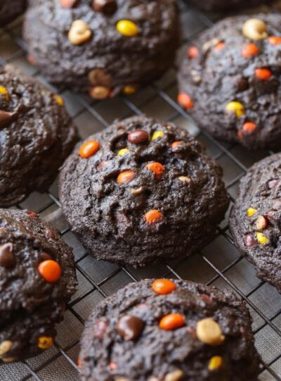 thick and soft chocolate peanut butter cookies
