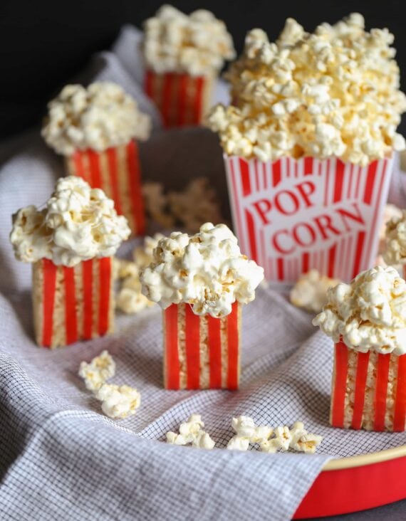 Krispie Treat Popcorns... a simple treat that would be adorable for a movie party!