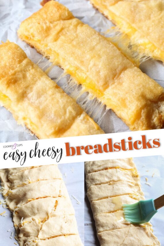 Easy Cheesy Breadsticks Pinterest Image Collage