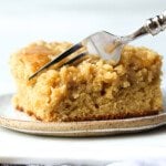 Brown Sugar Crumb Cake with a fork taking a bite