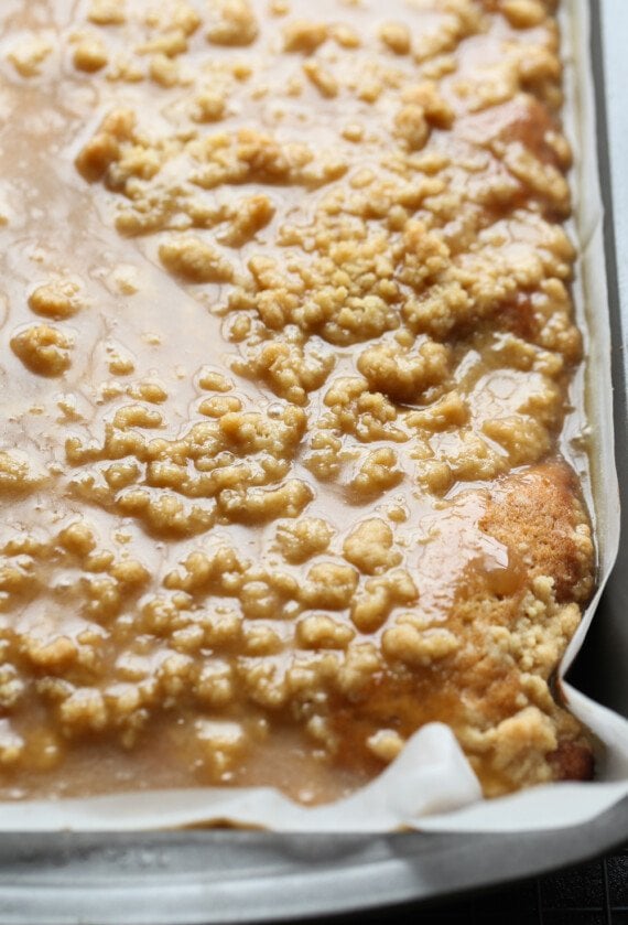 Crumb Cake with brown sugar icing