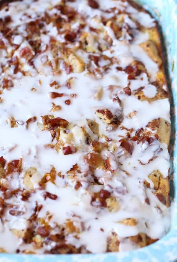 Overhead view of Cinnamon Roll Breakfast Bake 