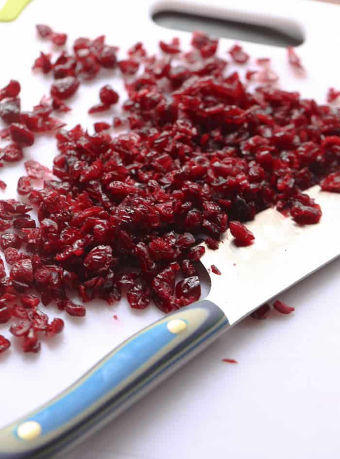 Craisins chopped with a GORGEOUS New Knife Works Chef Knife