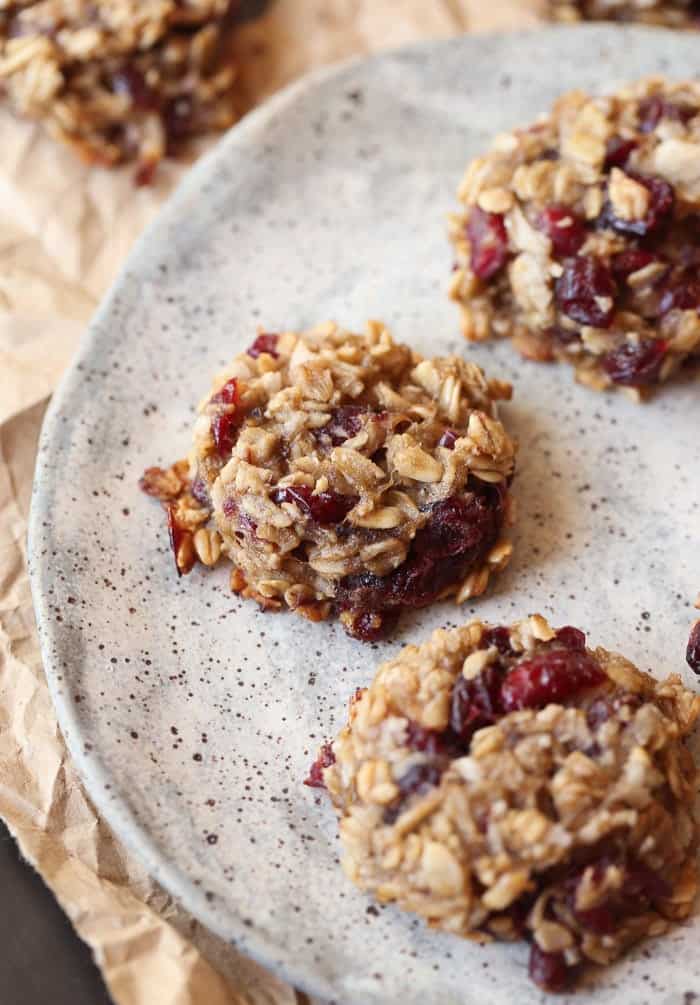 Banana Oatmeal Cookies on a plate.