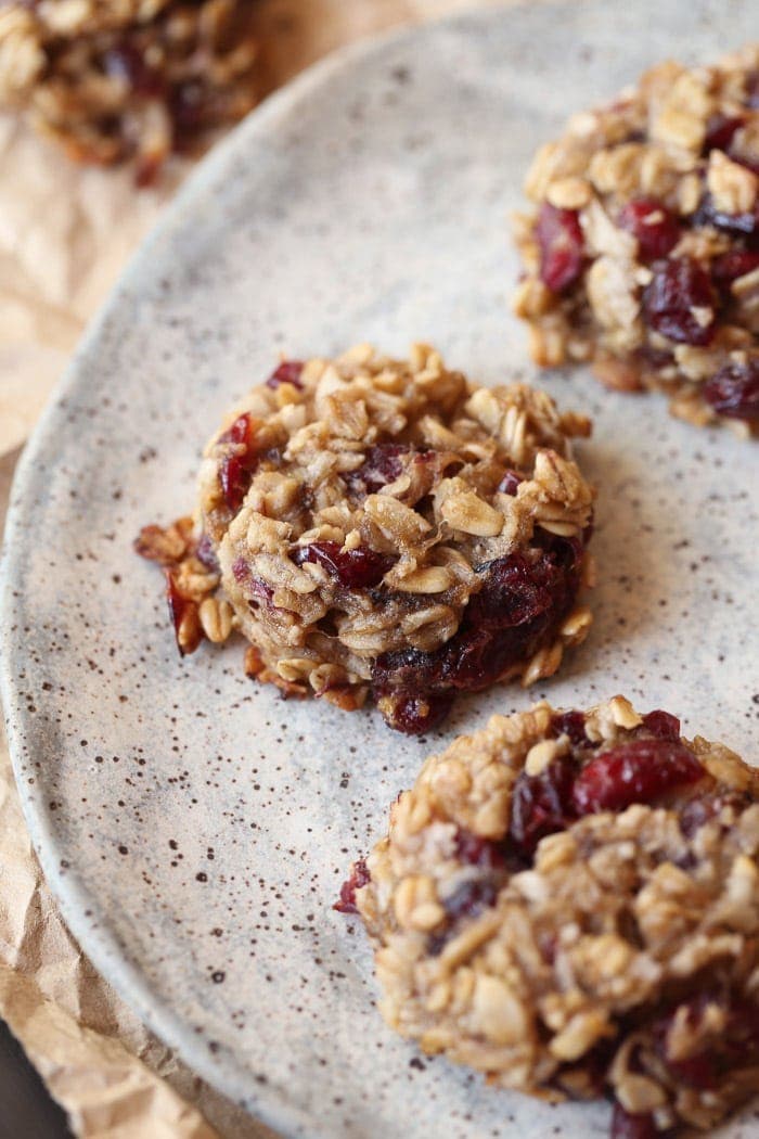 Banana Oatmeal Cookies on a plate.