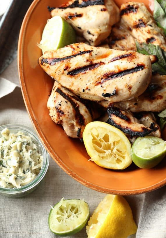 Honey Citrus Grilled Chicken with Basil Butter is next level delicious. SO many flavors all packed into one really simple dish! The bright citrus chicken paired with the rich savory butter is the perfect balance!