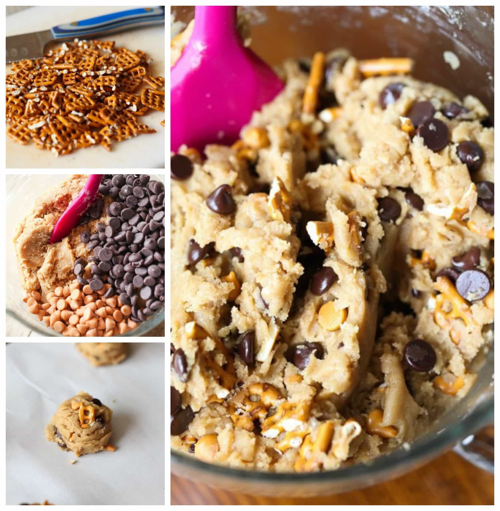 How To make Sea Salt Pretzel Butterscotch Cookies Collage