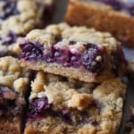 Blueberry Crumb Bars cut and stacked