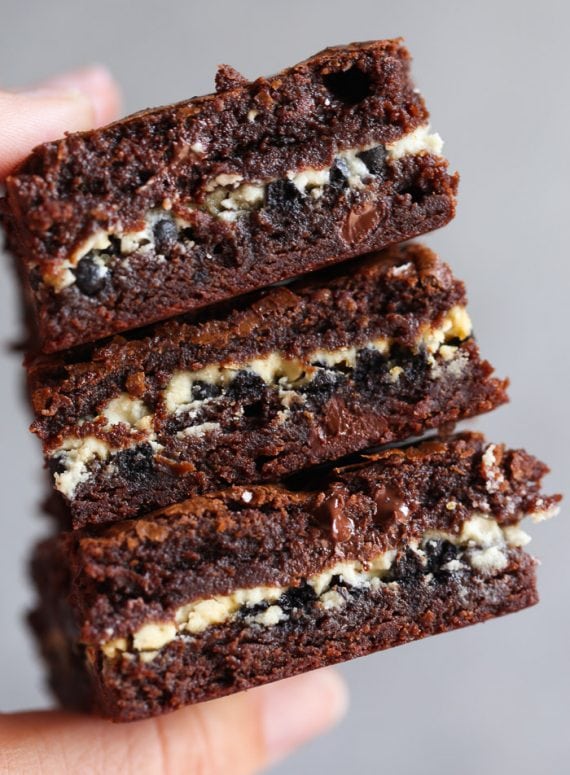 Cookies and Cream Stuffed Brownies are loaded with cookies and cream candy bars