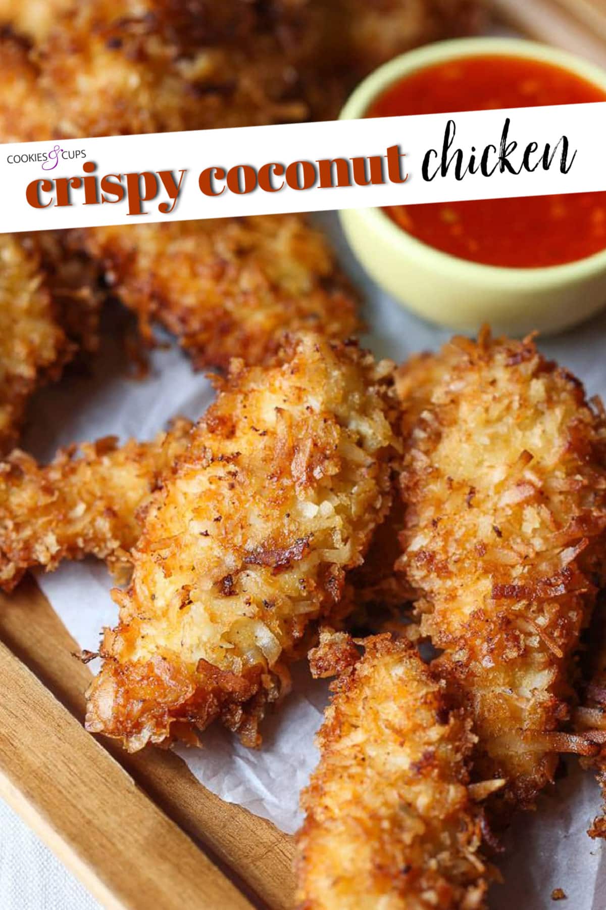Crispy Coconut Chicken Pinterest Image with text