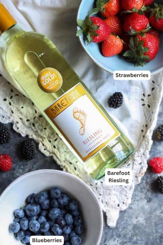 Ingredients for Angel Food Cake with Wine Soaked Berries.