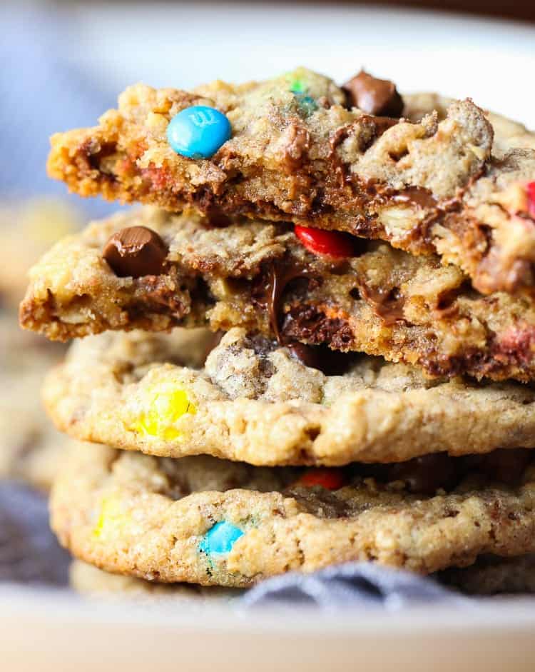 Boyfriend Cookies... oh wow, these are huge chewy, chocolatey cookies! Loaded with oats, milk chocolate, M&M'S, semi-sweet chocolate and walnuts!