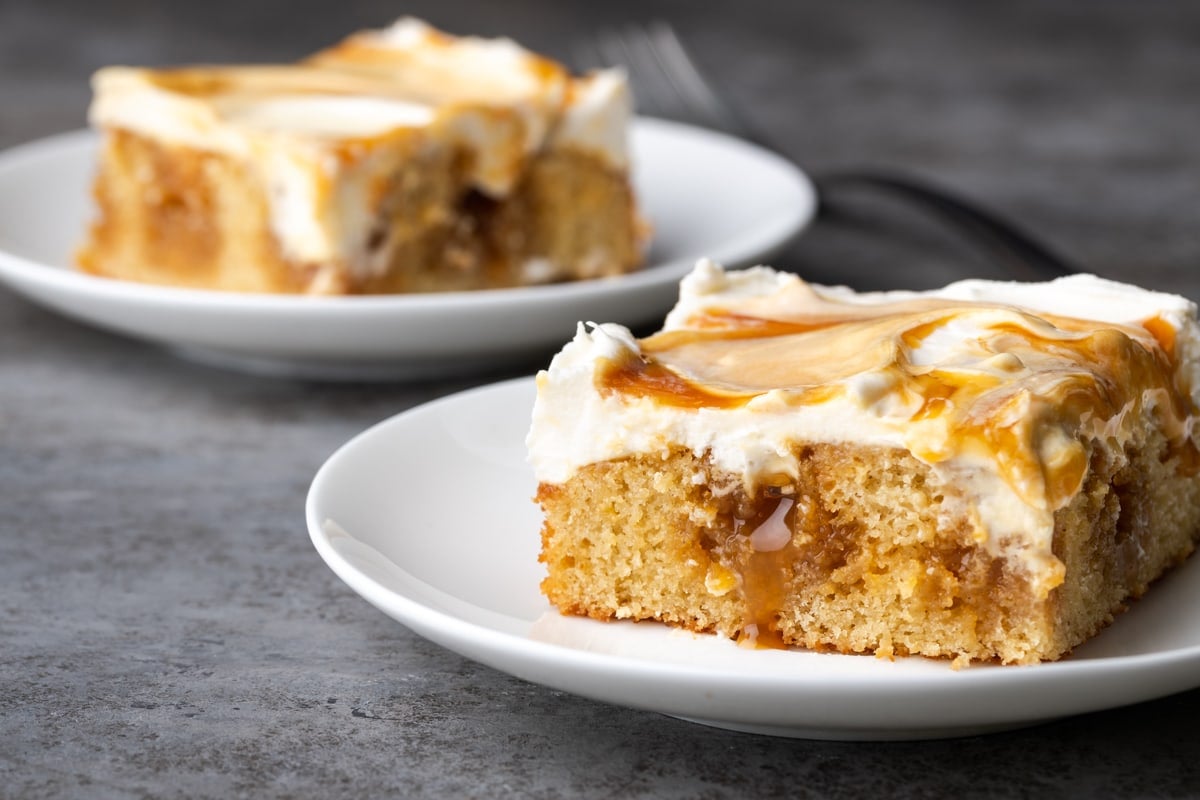 Buttermilk Sheet Cake with Caramel Icing - Spicy Southern Kitchen