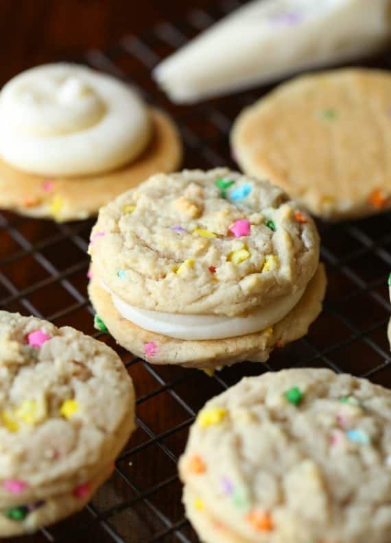 Sugar Cookie Double Doozie Cookie Sandwiches... chewy, sweet and loaded with sprinkles!