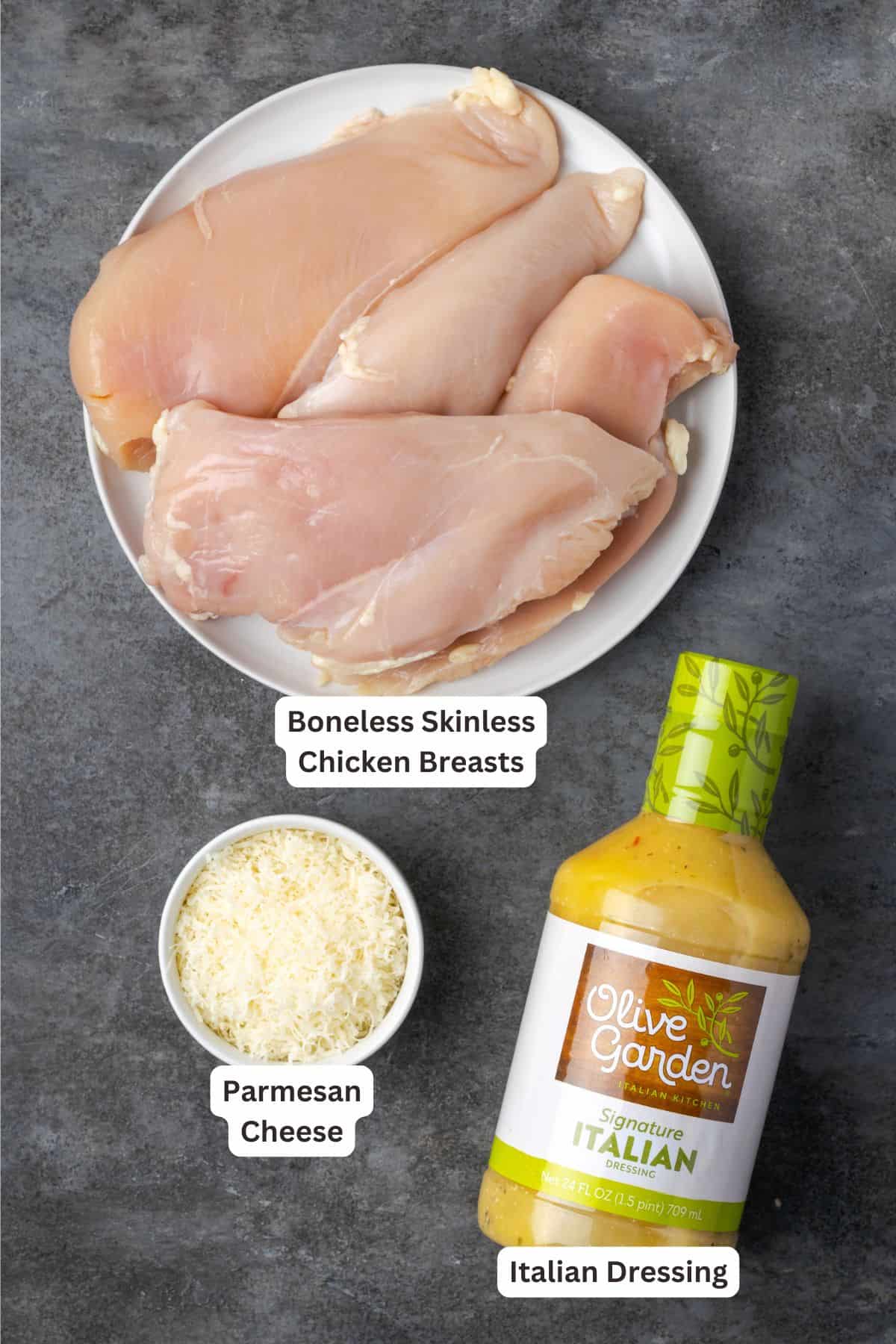 Pot Italian Chicken Recipe and Text Label cover each ingredient.