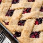 Close up of baked berry slab pie.